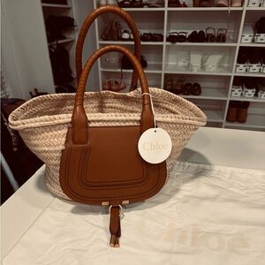 Chloe Marcie MD Basket Woven Tan Tote